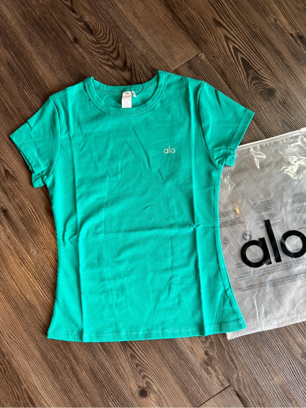 ALO Yoga Teal Short Sleeve Logo Tee